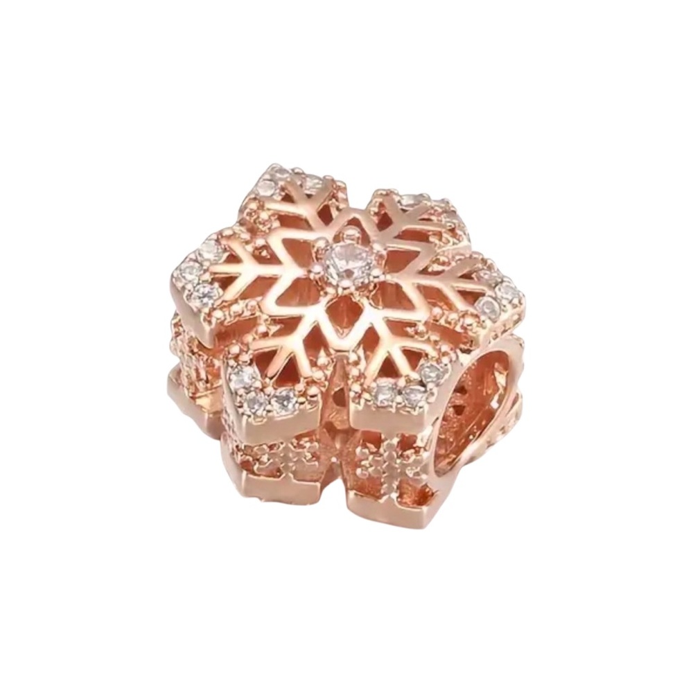 S925 Dazzling Snowflake Charm Rose Gold Pandora Style